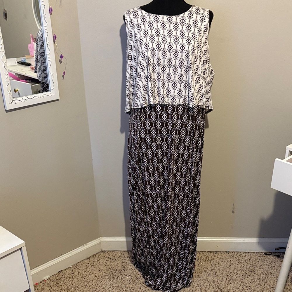 Cato Black and White Geometric Maxi Dress